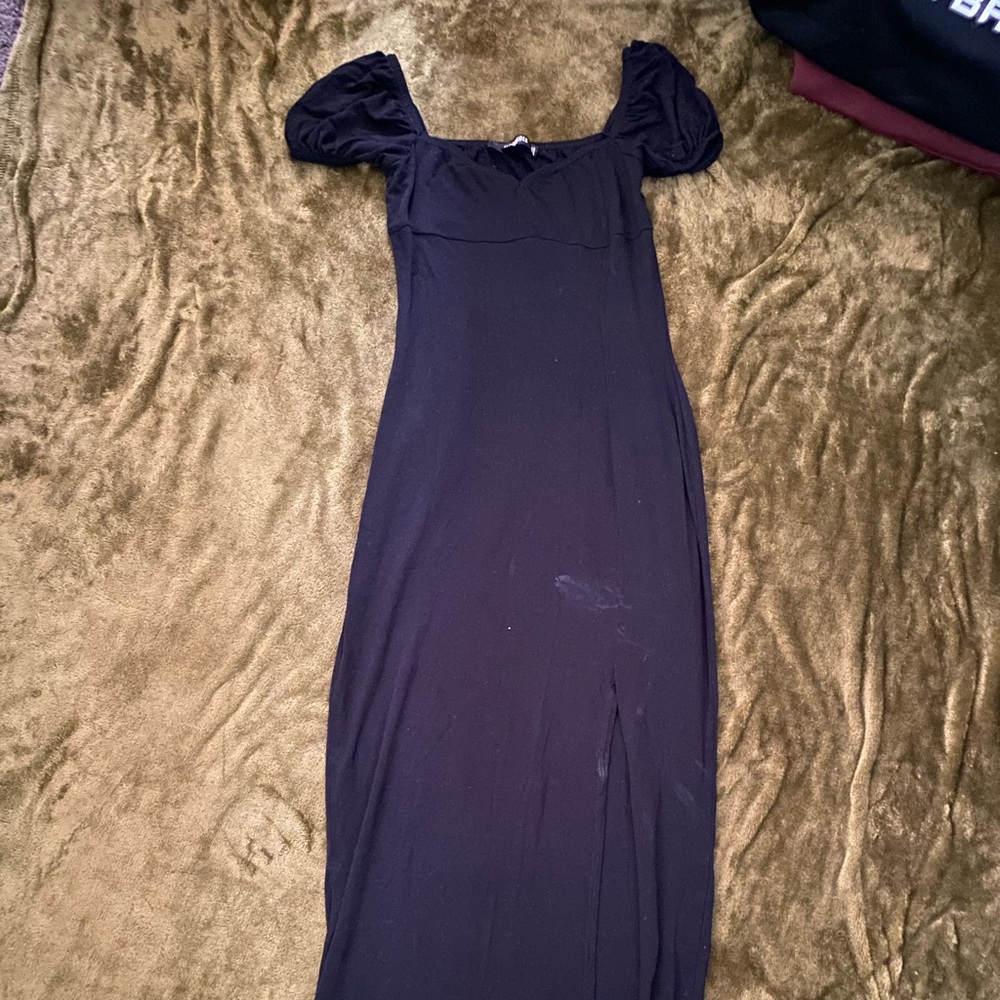floor length black dress